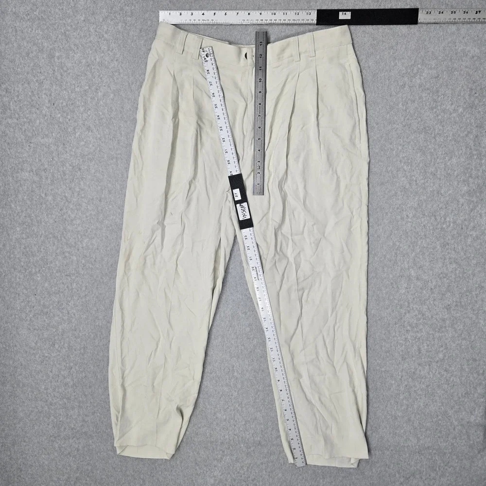 Tommy Bahama Men Pants 35 Cream Silk Spandex Dress Pants Twill Relax READ